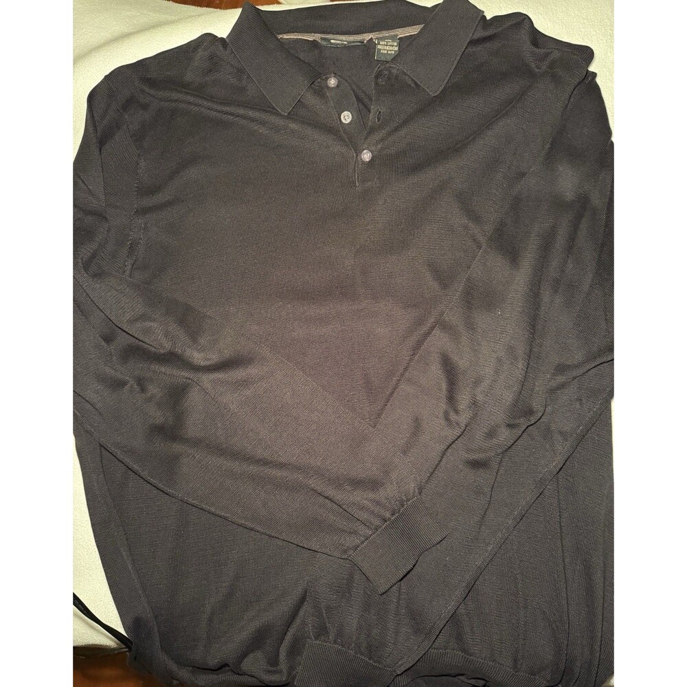 Daniel Black Polo sweater Shirt Men's XXL Long Sleeve 100% Cotton